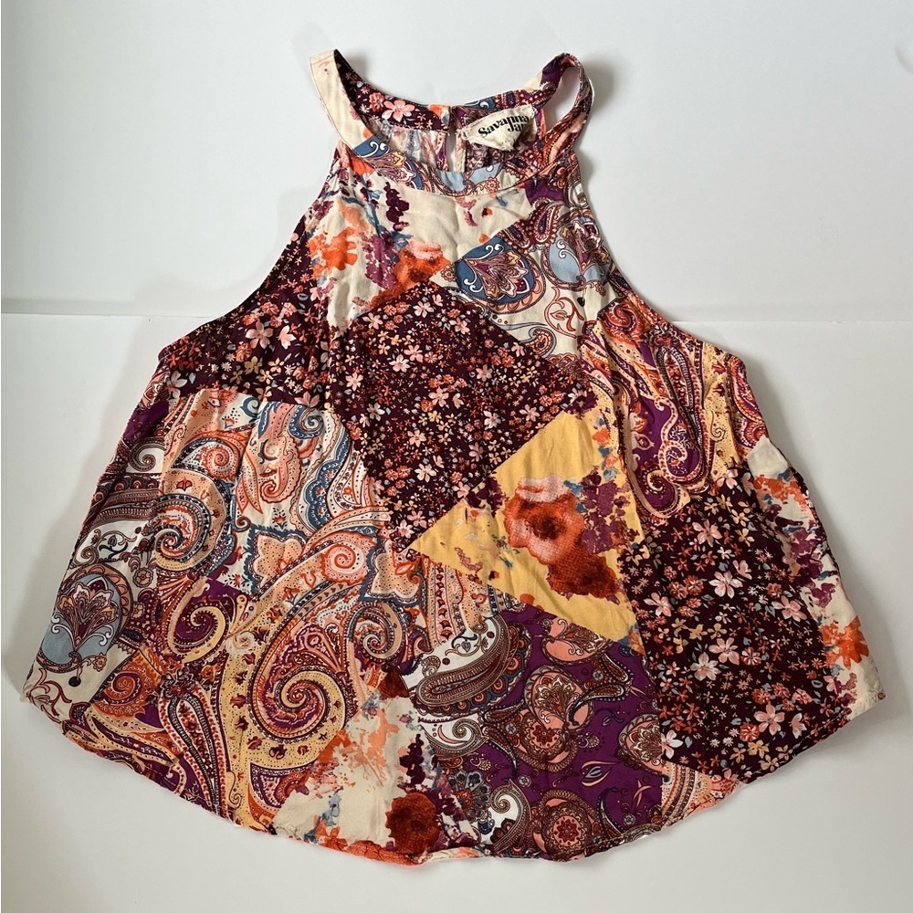 Savanna Jane Purple Multi Paisley Patchwork Camisole
